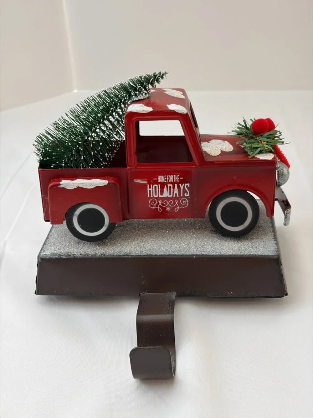 Rustic Christmas Red Truck Stocking Holder & Barn Ornament Farmhouse Holiday